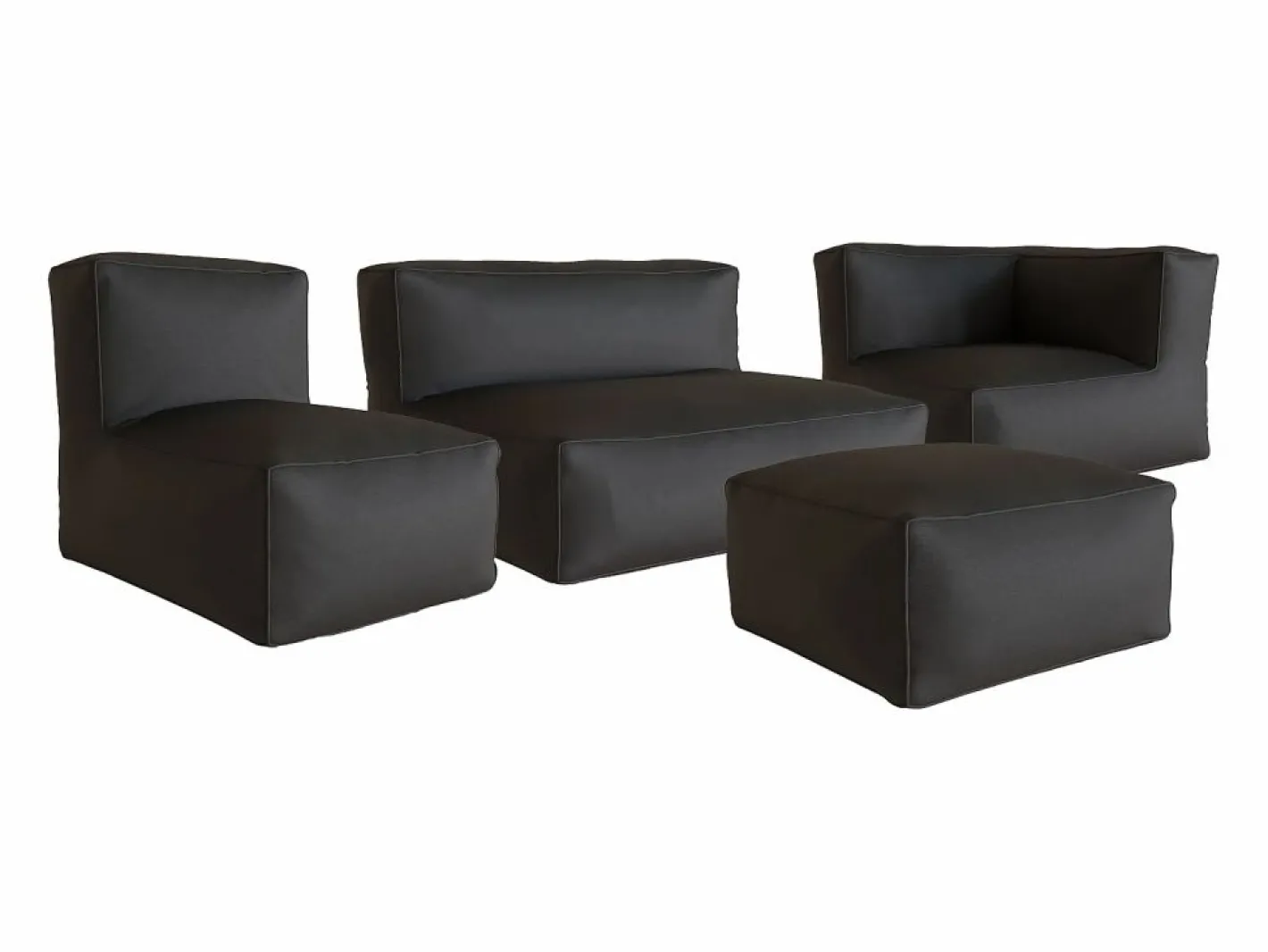 MYLIA Salón de jardín de tela : 1 sofá 1 sillón 1 esquinero 1 puff NOUMARA de Terracota Sale