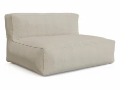 MYLIA Salón de jardín en tela bouclé 5 plazas: 1 sofá, 1 sillón, 1 rinconera y 1 puf - - NOUMARA de Beige Discount
