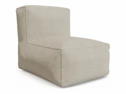 MYLIA Salón de jardín en tela bouclé 4 plazas: 1 sillón, 1 rinconera, 1 Chaise longue y 1 puf - - NOUMARA de Beige New