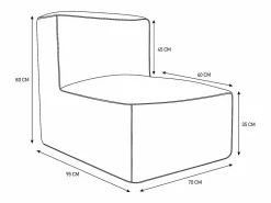 MYLIA Salón de jardín en tela bouclé 4 plazas: 1 sillón, 1 rinconera, 1 Chaise longue y 1 puf - - NOUMARA de Beige New