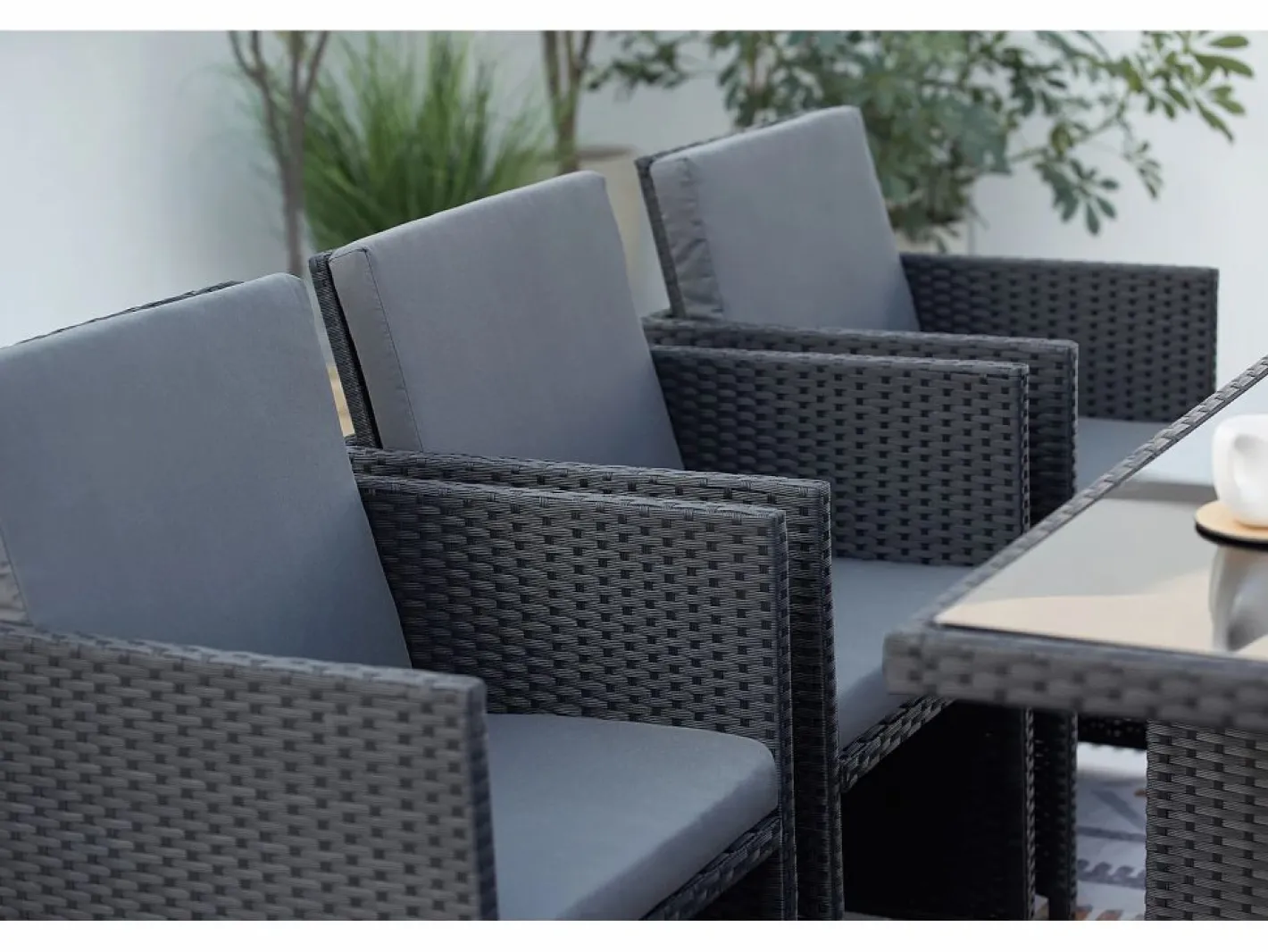 Salón de jardín encastrable 10 plazas de resina trenzada negro/gris MONACO^Concept-Usine Clearance