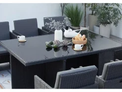 Salón de jardín encastrable 10 plazas de resina trenzada negro/gris MONACO^Concept-Usine Clearance