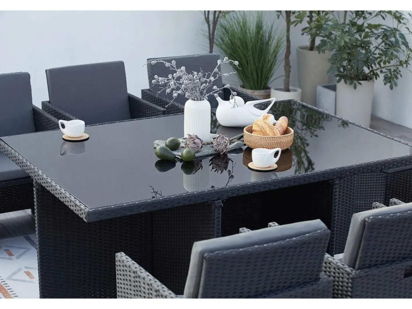 Salón de jardín encastrable 10 plazas de resina trenzada negro/gris MONACO^Concept-Usine Clearance