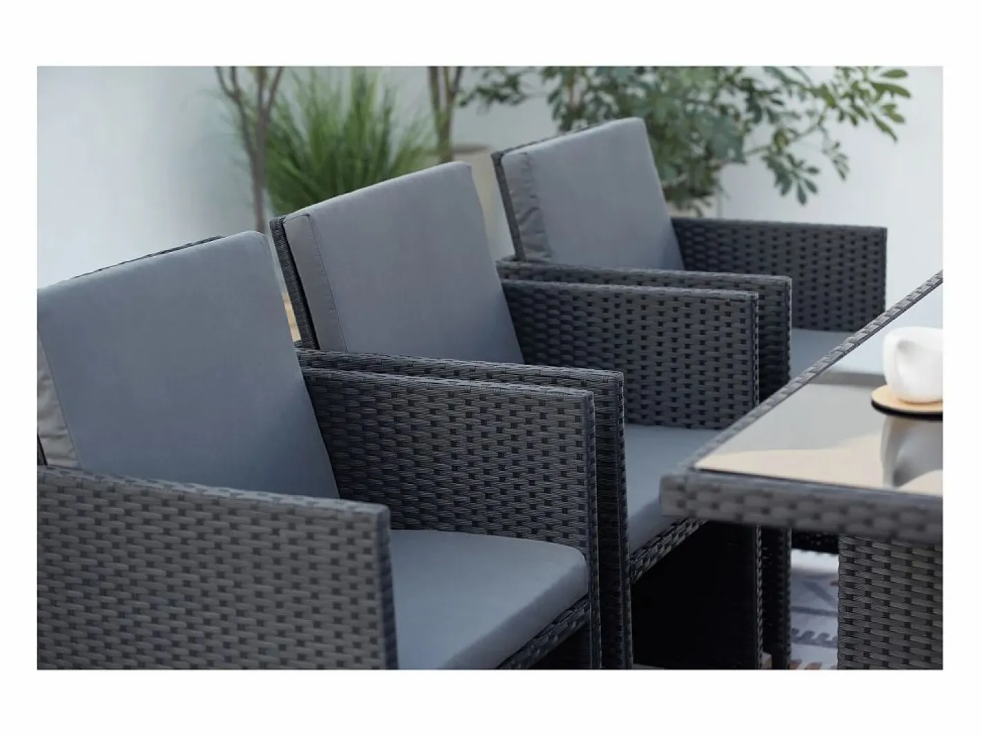 Salón de jardín encastrable 10 plazas de resina trenzada negro/gris MONACO^Concept-Usine Clearance