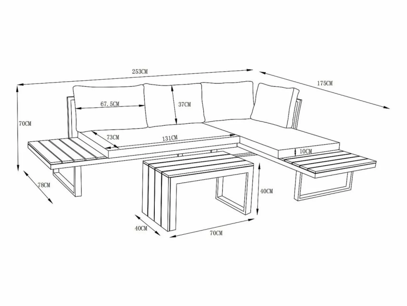 Salón de jardín modular de aluminio: 2 sofás y una mesa de centro - con cojines beige - BAMBAÏA de^MYLIA Sale