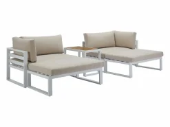 Salón de jardín modular de aluminio - Blanco con cojines beige - NOLLAY de^MYLIA Sale