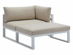 Salón de jardín modular de aluminio - Blanco con cojines beige - NOLLAY de^MYLIA Sale