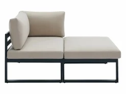 MYLIA Salones De Jardín|Salón de jardín modular de aluminio - Gris antracita con cojines beige - NOLLAY de