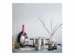 Lacor Material Y Utensilios De Cocina|Sartén de acero inoxidable de 20 cm con mango desmontable y sistema Click & Lock - Colección COMBI de