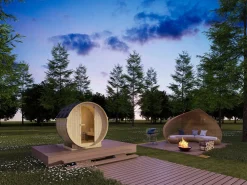 VOGUE SAUNA Sauna de exterior 2 plazas, Ancho 185 x Prof. 120 x Alt. 190 cm, ISOKYRO Color natural claro Best