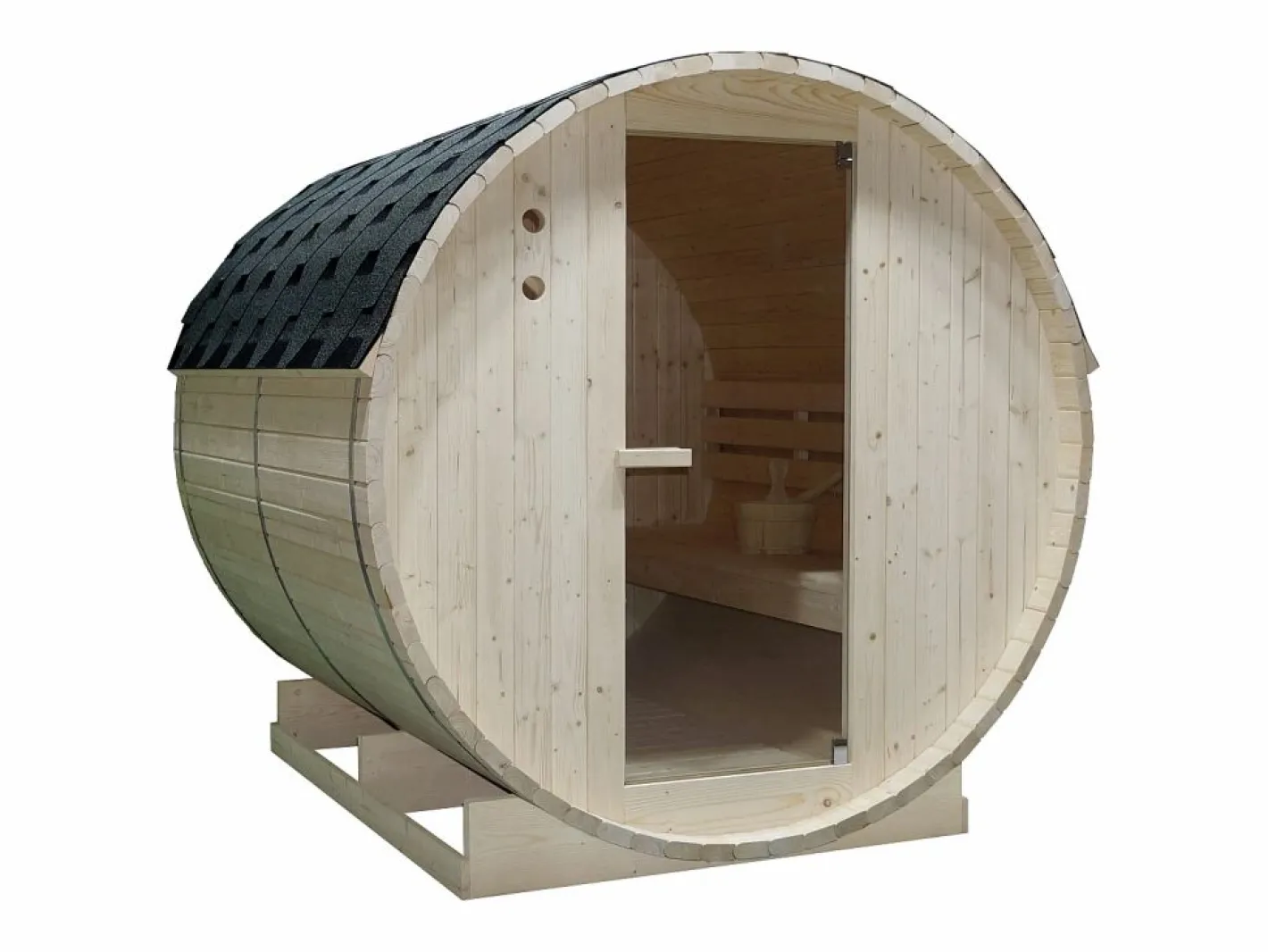 VOGUE SAUNA Sauna De Exterior|Sauna de exterior de 6 plazas, Ancho 185 x Prof. 220 x Alt. 190 cm, ISOKYRO