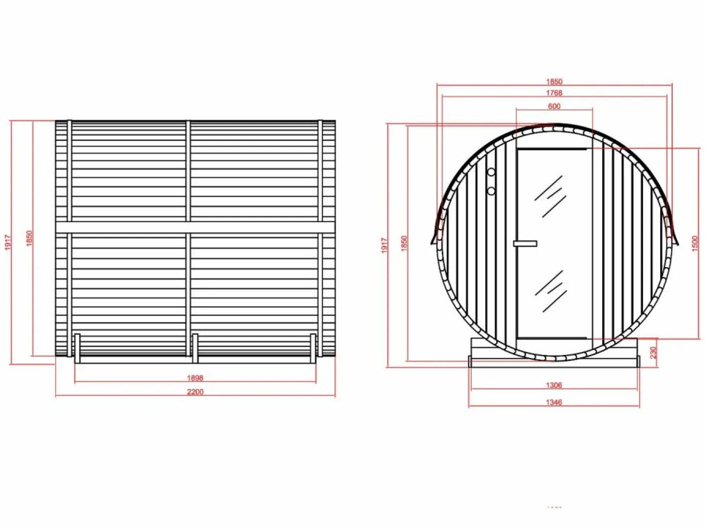 VOGUE SAUNA Sauna De Exterior|Sauna de exterior de 6 plazas, Ancho 185 x Prof. 220 x Alt. 190 cm, ISOKYRO