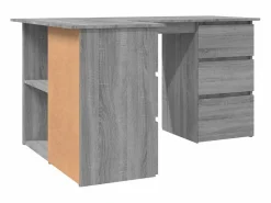 Garden Furniture Savukoski Escritorio de esquina contrachapada Sonoma 145x100x76 cm Gris Best