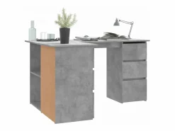 Garden Furniture Savukoski Escritorio de esquina contrachapada hormigón 145x100x76 cm Gris Best