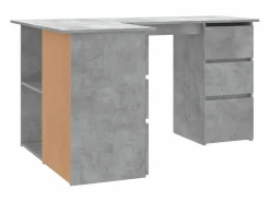 Garden Furniture Savukoski Escritorio de esquina contrachapada hormigón 145x100x76 cm Gris Best