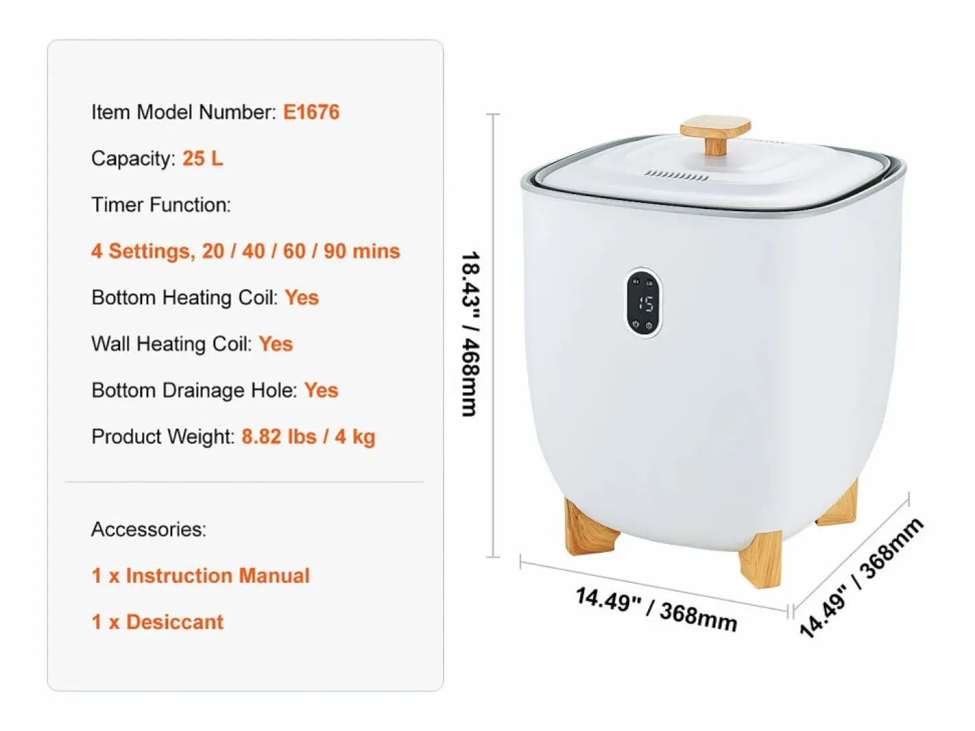 Toallero Eléctrico|Secador de Toallas SucceBuy, Balde Calentador de Toallas 25L, Pantalla LED, Calentamiento por el Fondo, Minutería,