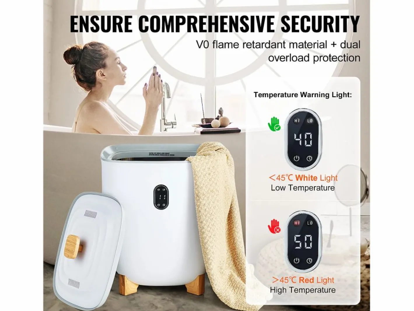Toallero Eléctrico|Secador de Toallas SucceBuy, Balde Calentador de Toallas 25L, Pantalla LED, Calentamiento por el Fondo, Minutería,
