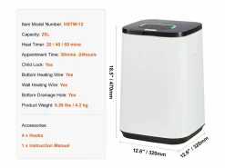 Secador de Toallas SucceBuy, Balde Calentador de Toallas 20L, Pantalla LED, Luz en U, Minutería,^ New