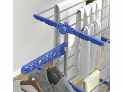 Secadora de ropa con ruedas, 3 niveles con alas laterales, acero, (142x55x152 cm) Azul Discount