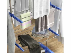 Secadora de ropa con ruedas, 3 niveles con alas laterales, acero, (142x55x152 cm) Azul Discount