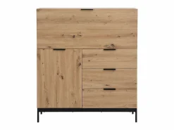 Vente-unique Escritorio Secreter|Secreter con 2 puertas y 3 cajones en MDF y metal, color natural - ERWIN