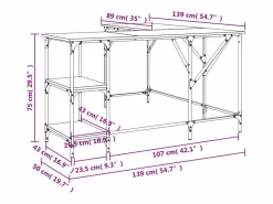 Garden Furniture Selma Escritorio madera de ingeniería roble Sonoma 139x139x75 cm Marru00f3n