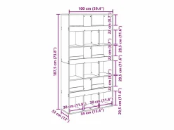 Clicnbuy Librería|Separador de ambientes madera envejecida 100x33x187,5 cm