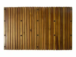 Set 2 alfombras de acacia para el baño, 80 x 50 cm ES967140 Marru00f3n Sale