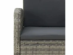 Clicnbuy Set comedor de jardín 3 piezas con cojines ratán sintético Gris Discount