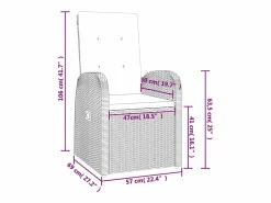 Clicnbuy Set comedor de jardín 3 piezas con cojines ratán sintético Gris Discount