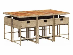 Clicnbuy Set comedor de jardín 7 piezas con cojines ratán sintético Beige Outlet