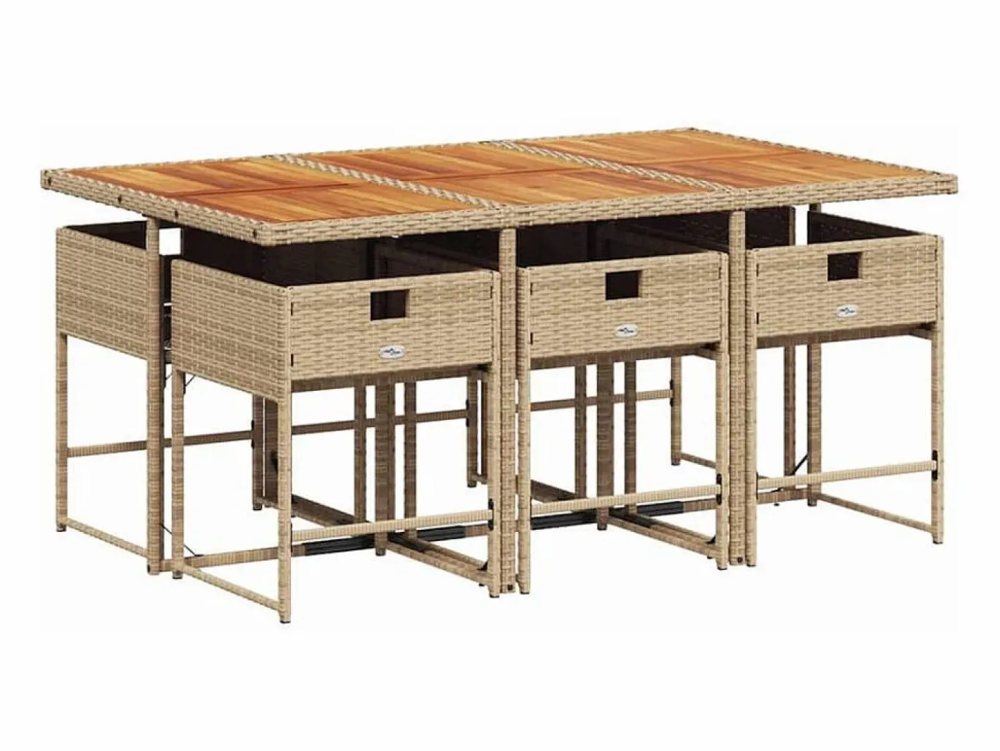 Clicnbuy Set comedor de jardín 7 piezas con cojines ratán sintético Beige Outlet