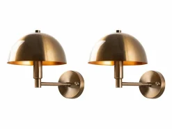 OZAIA Set de 2 apliques de pared con forma de champiñón de metal con efecto latón - H. 29 x D. 20 cm - ELDO Dorado Sale