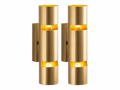 OZAIA Set de 2 apliques de pared de metal - Alt. 30 x D. 8 cm - LYORA Dorado New