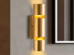OZAIA Set de 2 apliques de pared de metal - Alt. 30 x D. 8 cm - LYORA Dorado New