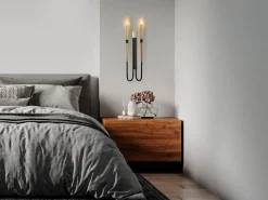 OZAIA Set de 2 apliques de pared estilo candelabro de metal - Dorado y negro - Alt. 58 cm - OVYLA Negro / Dorado Outlet