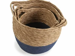 VS Venta-stock Accesorios De Almacenaje|Cesta|Set de 3 cestas Anxo de fibra natural con asas, /natural