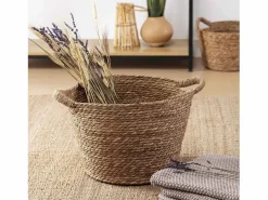VS Venta-stock Accesorios De Almacenaje|Cesta|Set de 3 cestas Icia de fibra natural con asas