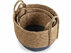 VS Venta-stock Cesta|Set de 3 cestas Iria de fibra natural con asas, /natural