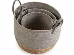 Set de 3 cestas Neves de fibra natural y papel, /natural^VS Venta-stock Hot