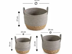 Set de 3 cestas Neves de fibra natural y papel, /natural^VS Venta-stock Hot