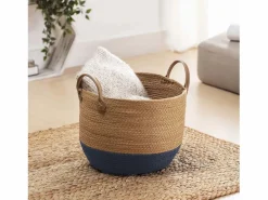 VS Venta-stock Set de 3 cestas Tecla de fibra natural con asas, /natural Azul Sale