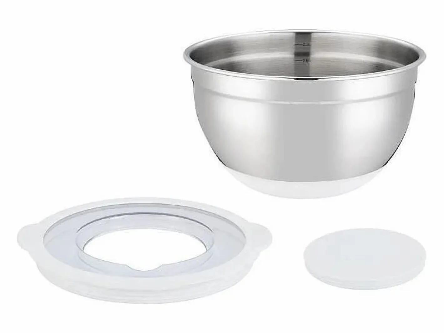 Arthur Martin Presentación Y Servicio|Vajilla|Set de 3 ensaladeras de acero inoxidable 16-24 cm con tapas herméticas y base antideslizante de silicona
