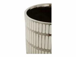 Set de 2 jarrones de cerámica blanca con decoraciones en plata Ray^ Clearance