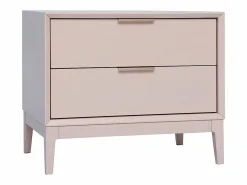 Miliboo Mesita De Noche|Set de 2 mesillas de noche rosa y metal dorado con almacenaje GIANA