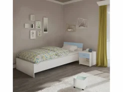 Set de 2 mesitas de noche haaus Leco, 1 cajón, Blanco/, 40 x 35 x 40 cm Azul Outlet