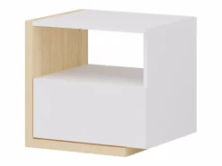 Set de 2 mesitas de noche con 1 cajón y 1 estante en blanco y natural - NAPOLI II^Vente-unique New