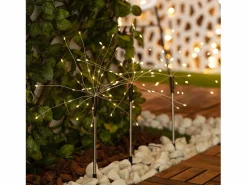 Ledkia Guirnalda Luminosa|Set de 3 Pinchos LED Exterior Solar Diente de Leon 3000K Blanco Cálido