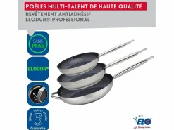 Elo Set de 3 Sartenes Inox 18/10 DUR® Profi Therm Platinum Ø24-28-32 cm Sin PFAS Para Todo Tipo de Fuegos Inducción Discount