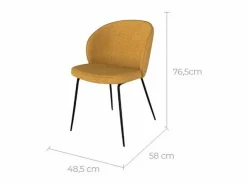Set de 2 sillas amarillas en tejido bouclé con patas de metal - Groom^Rendez-Vous Déco Outlet